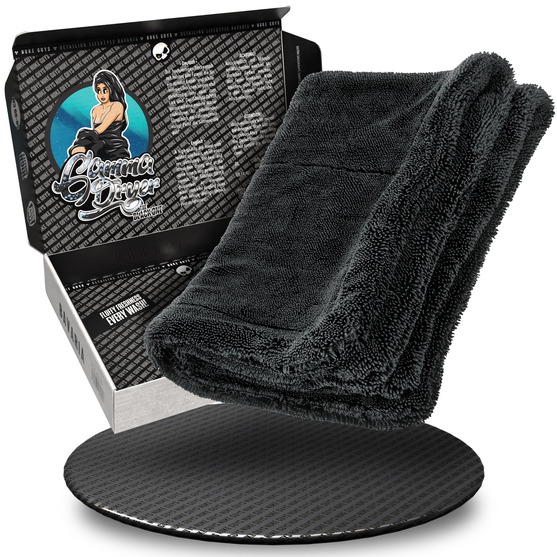 Nuke Guys Gamma Dryer - Mikrofaser Trockentuch - 1400 GSM, 40 x 60 cm - Schwarz - Verpackt-1