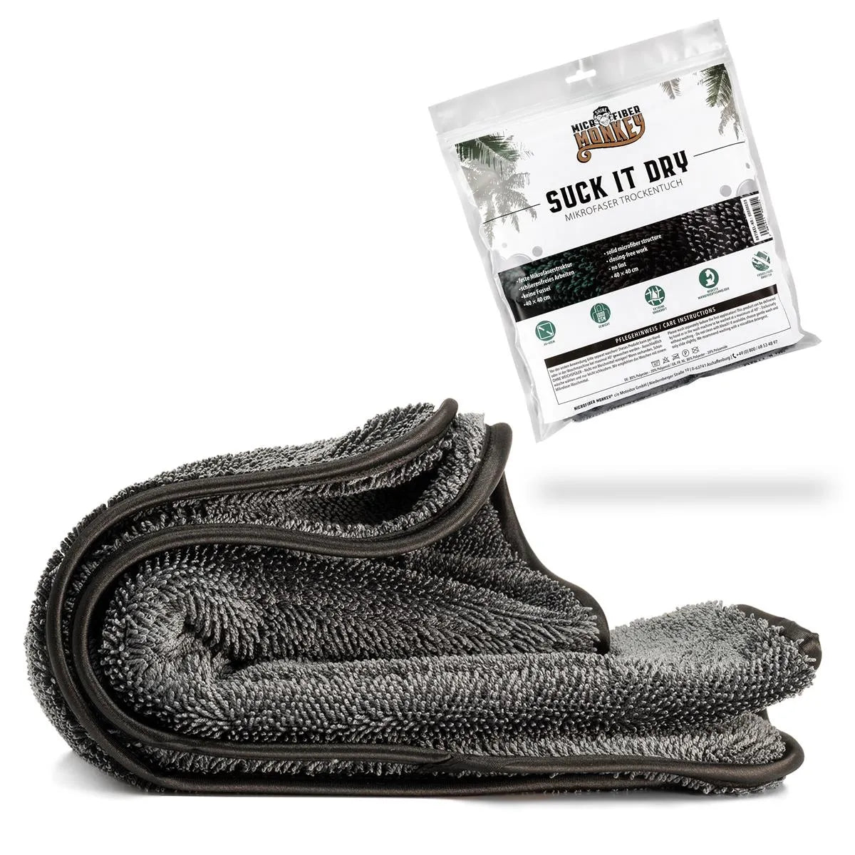 Microfiber Monkey - Suck it dry - Microfaser Trockentuch - 40x40cm, 1000 GSM - verpackt-1