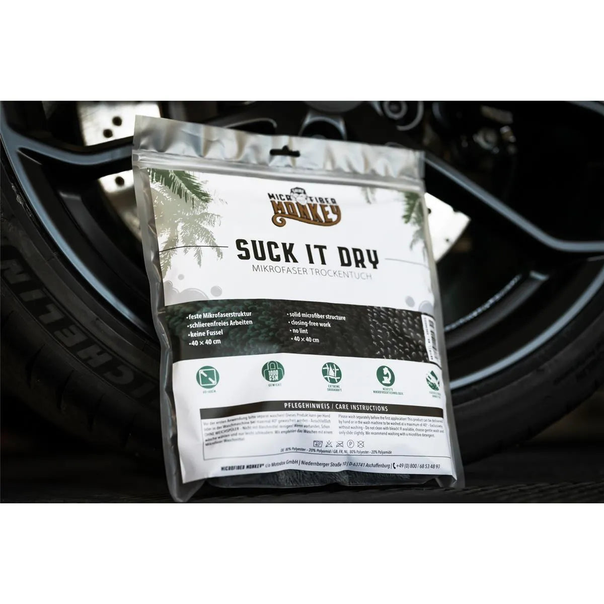 Microfiber Monkey - Suck it dry - Microfaser Trockentuch - 40x40cm, 1000 GSM - verpackt