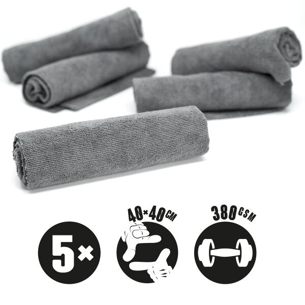 Nuke Guys - Asphaltliebe 5er Pack Allzweck Mikrofasertuch, grau, 40x40cm, 380 GSM-2
